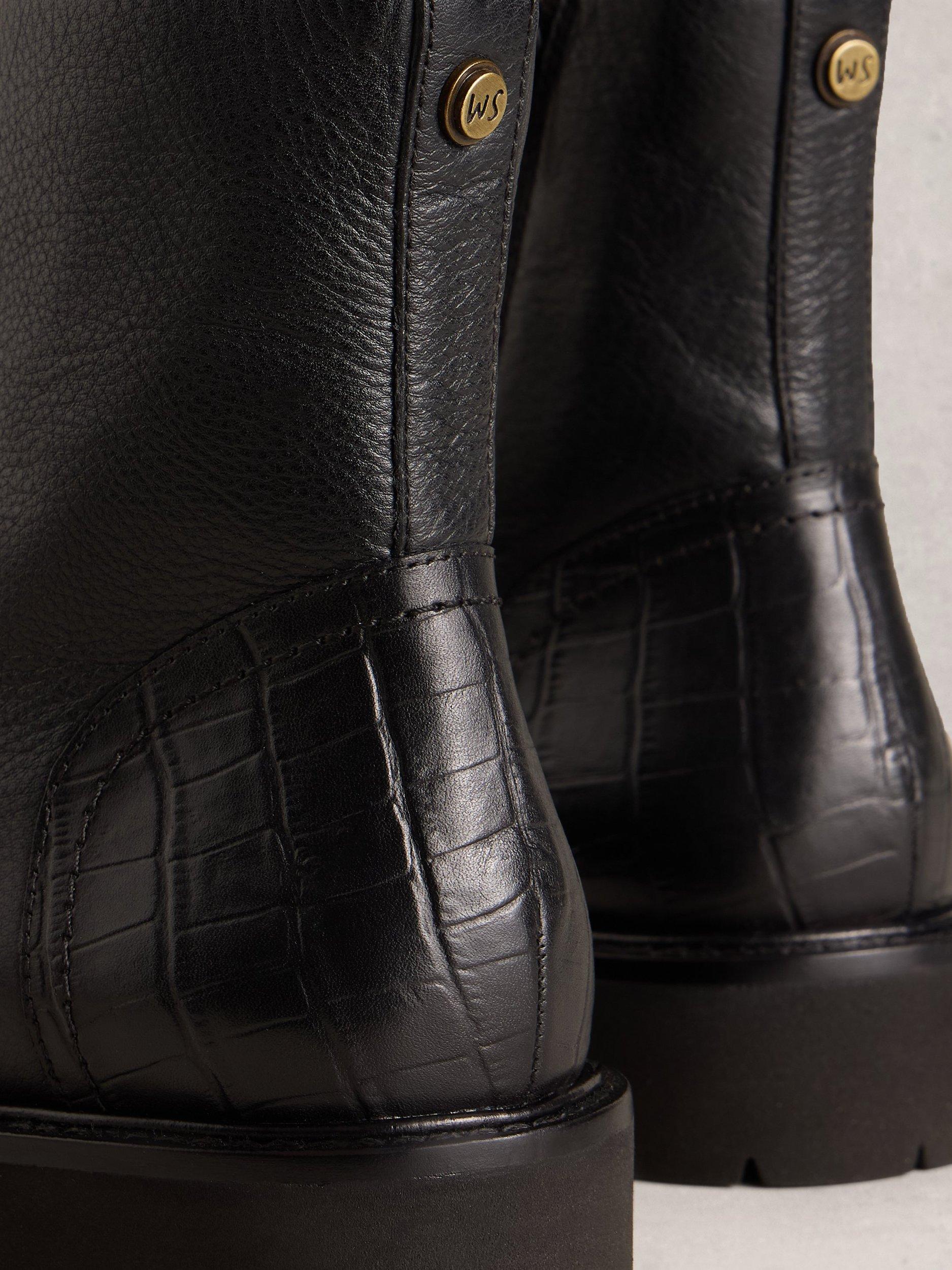 Product image 3 of 4, which shows White Stuff Darcey Low Block Lace-up Ankle Boots, Pure Black, 3