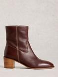 White Stuff Izzy Leather Ankle Boots, Dk Brown