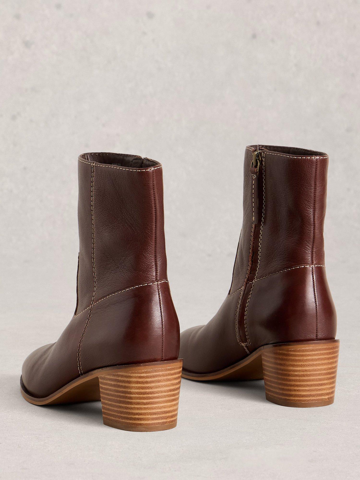 Product image 2 of 4, which shows White Stuff Izzy Leather Ankle Boots, Dk Brown, 3