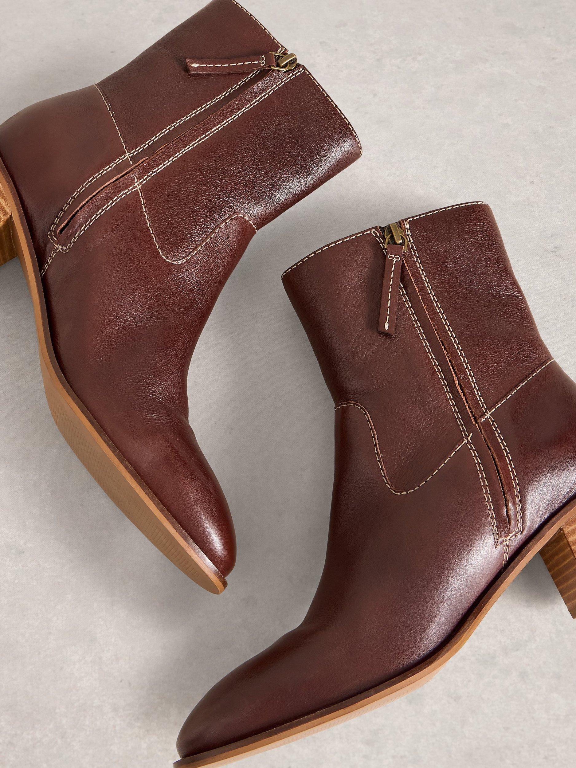 Product image 3 of 4, which shows White Stuff Izzy Leather Ankle Boots, Dk Brown, 3