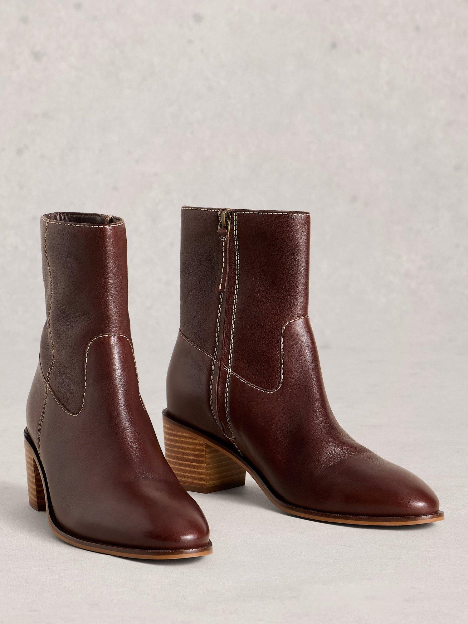 Product image 4 of 4, which shows White Stuff Izzy Leather Ankle Boots, Dk Brown, 3