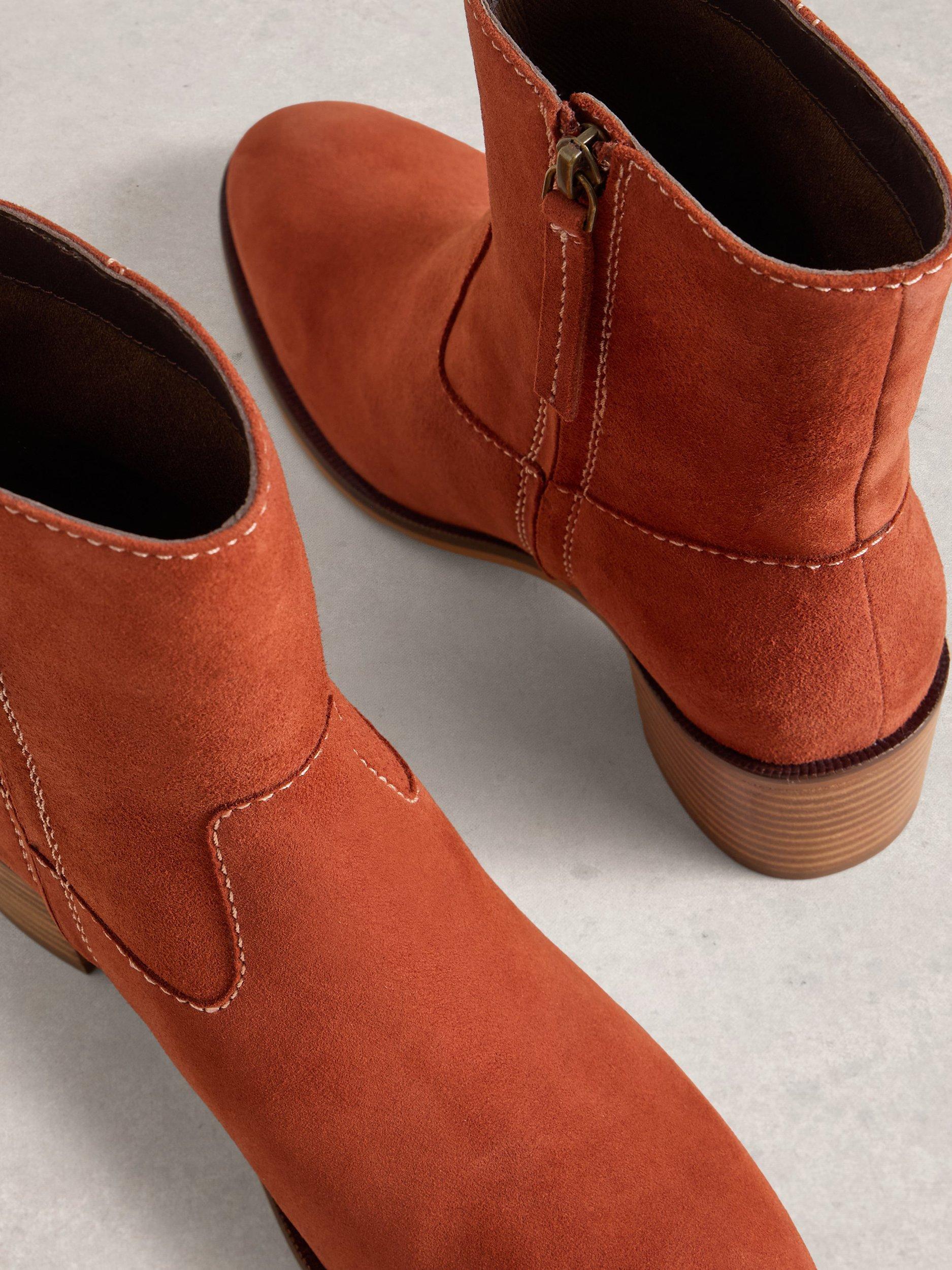 Product image 3 of 4, which shows White Stuff Izzy Suede Ankle Boots, Dk Orange, 3