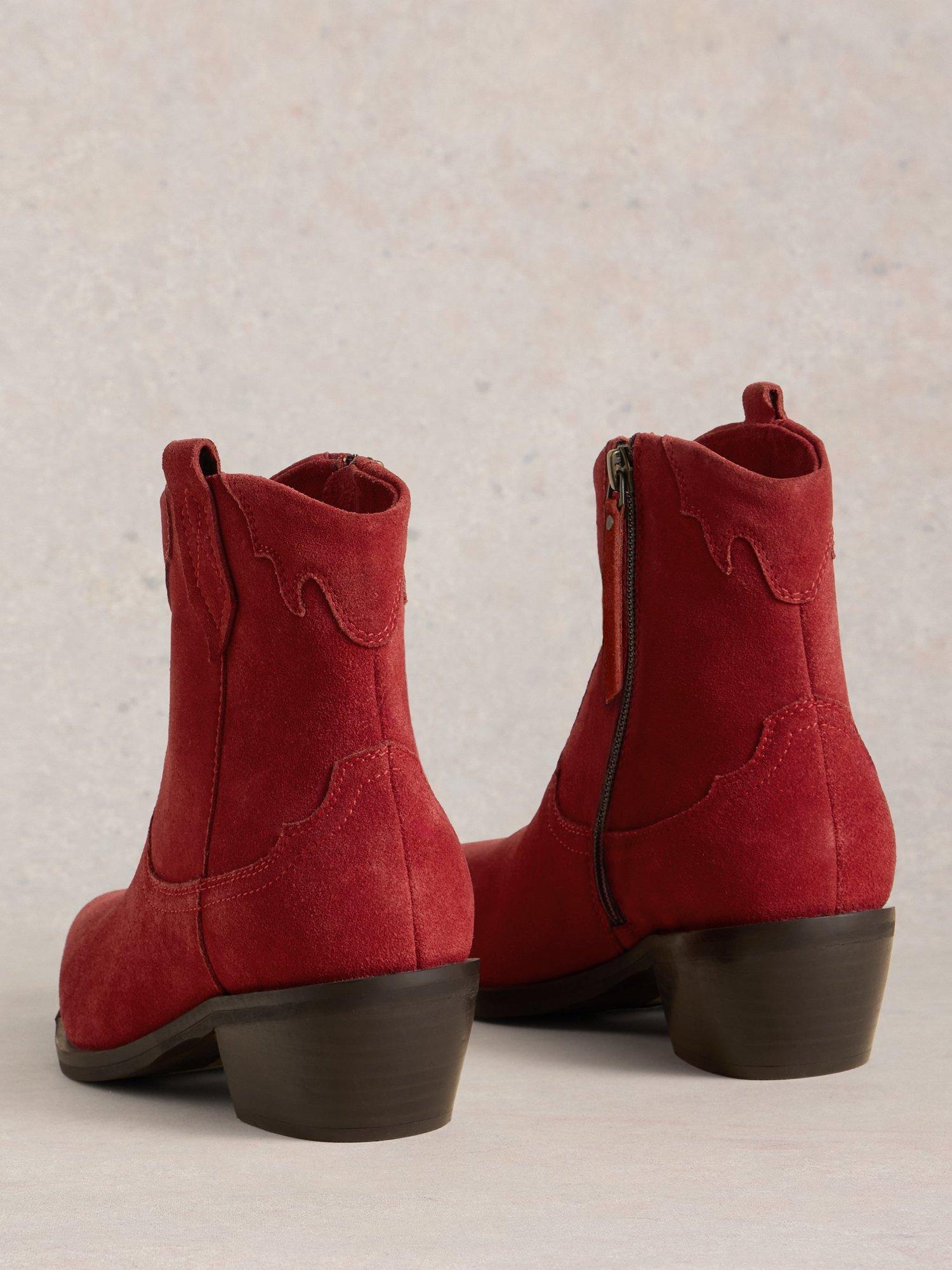 Product image 2 of 4, which shows White Stuff Jenny Leather Cowboy Boots, Brt Red, 5