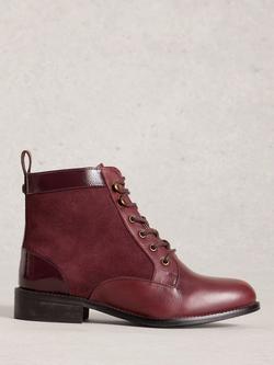 White Stuff Marion Suede Blend Ankle Boots, Deep Red, Deep Red