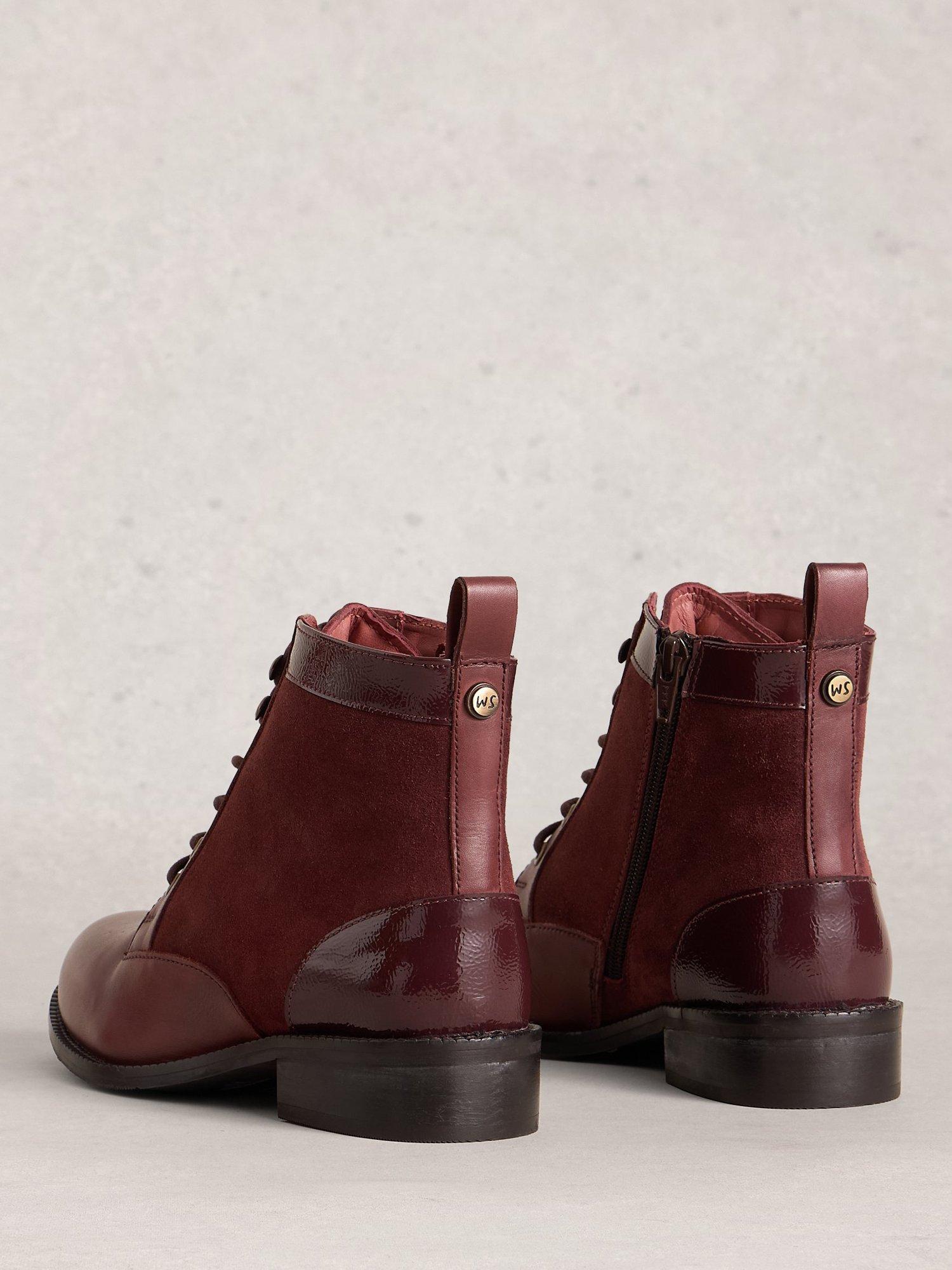 Product image 2 of 4, which shows White Stuff Marion Suede Blend Ankle Boots, Deep Red, 4