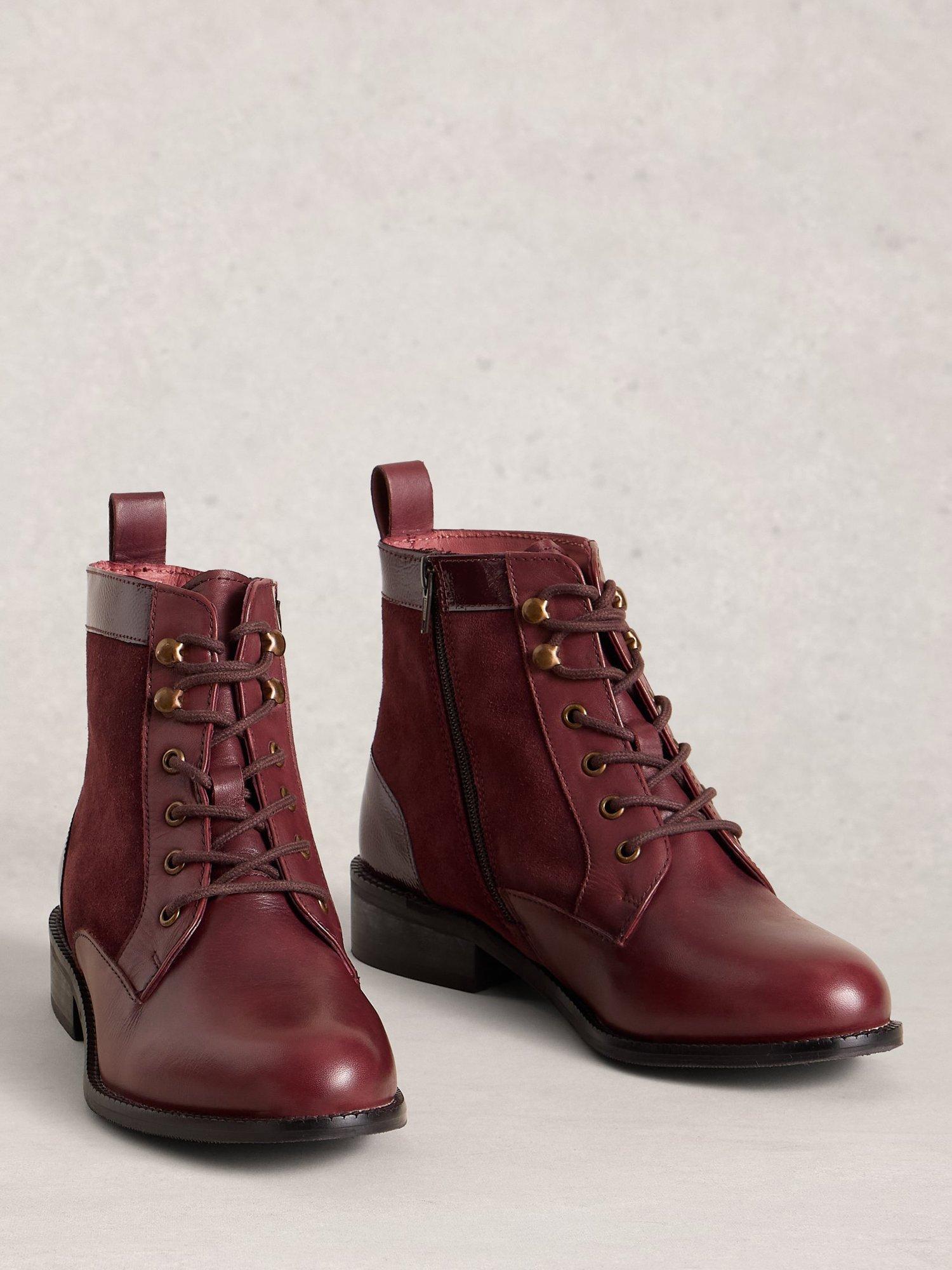 Product image 4 of 4, which shows White Stuff Marion Suede Blend Ankle Boots, Deep Red, 4