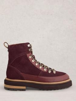 White Stuff Olive Leather Ankle Boots, Dark Plum