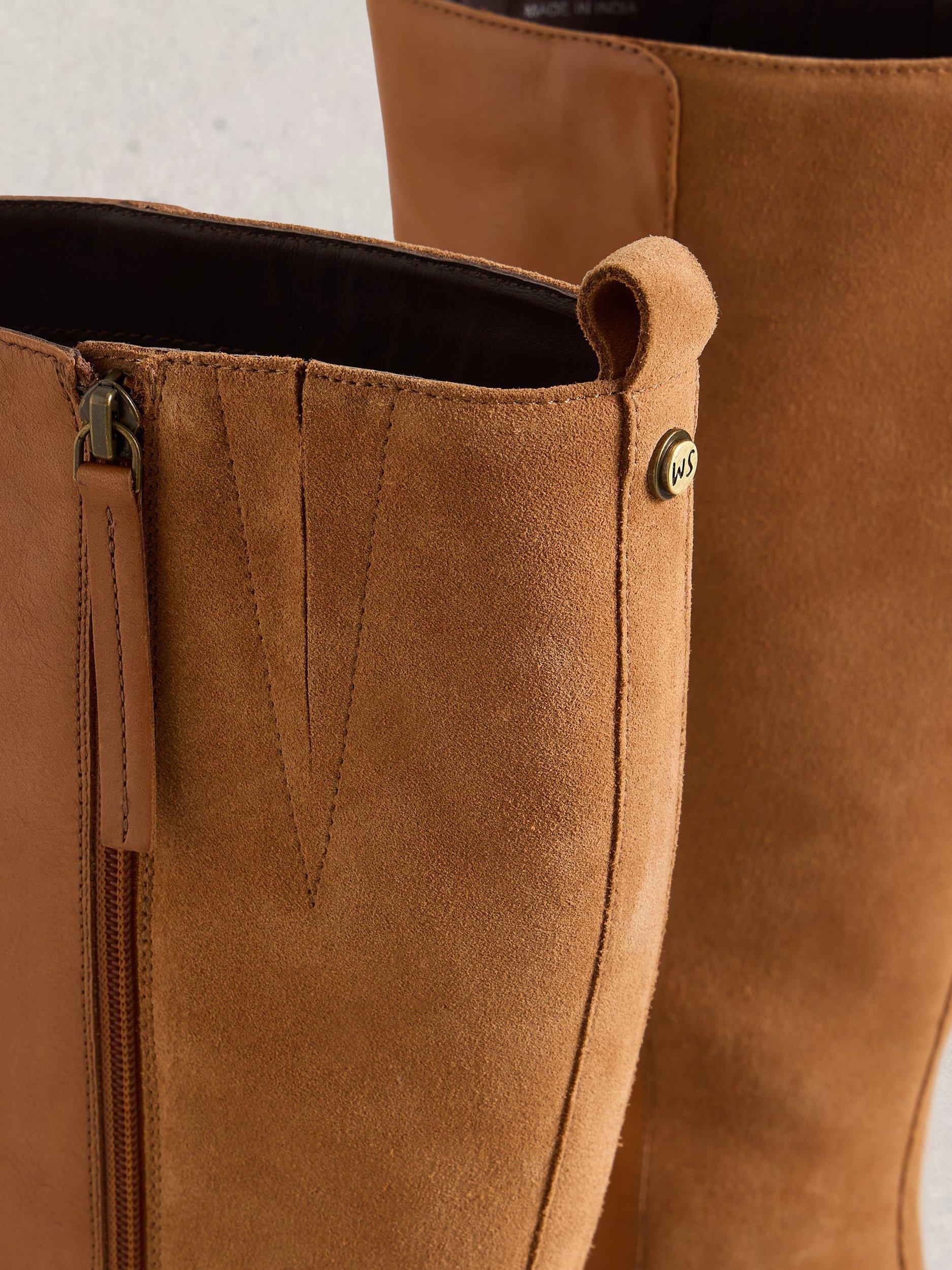 Product image 3 of 4, which shows White Stuff Serena Knee Length Suede Boots, Mid Tan, 3