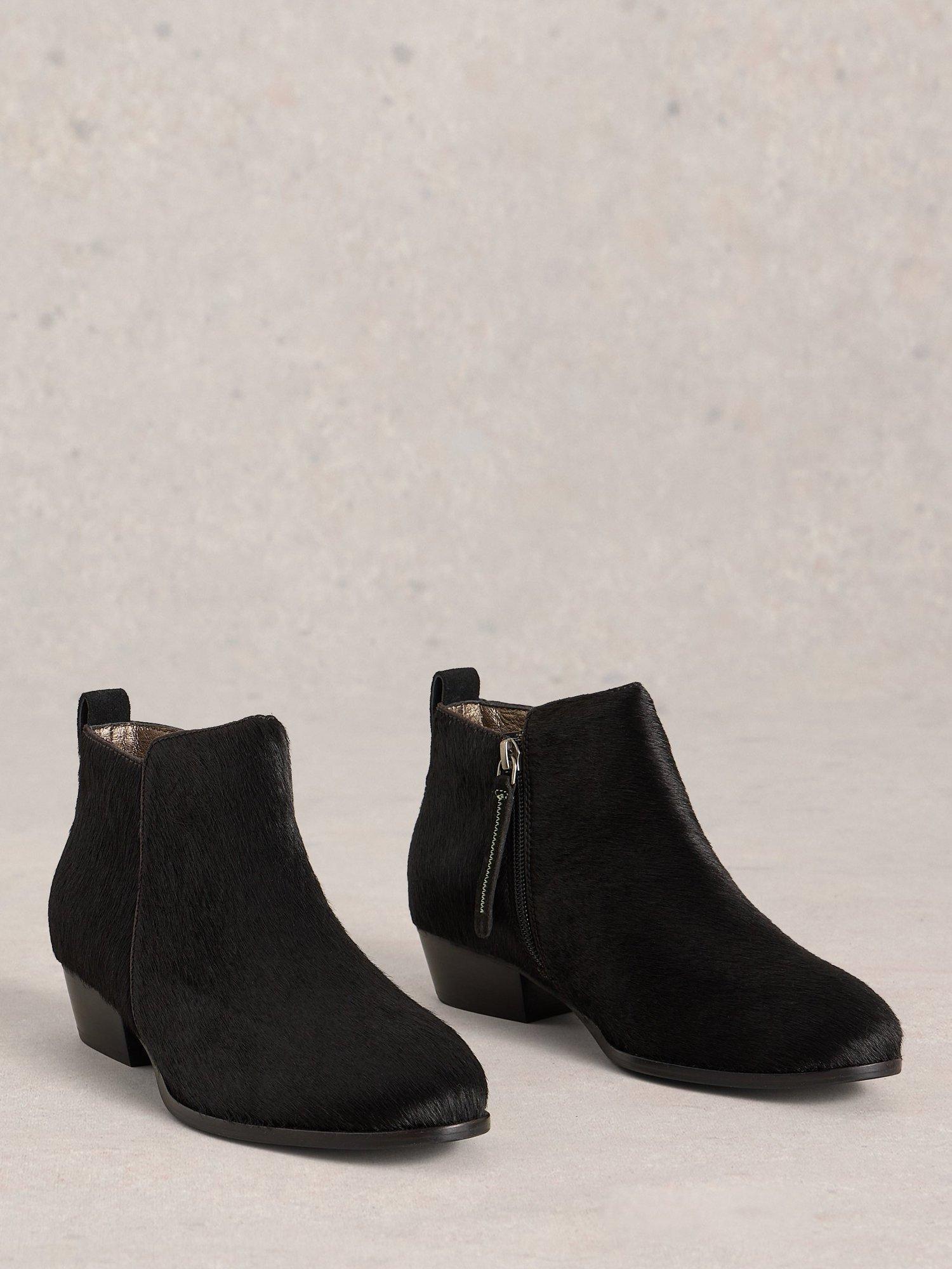 Product image 4 of 4, which shows White Stuff Wide Leather Ankle Boots, Pure Black, 4