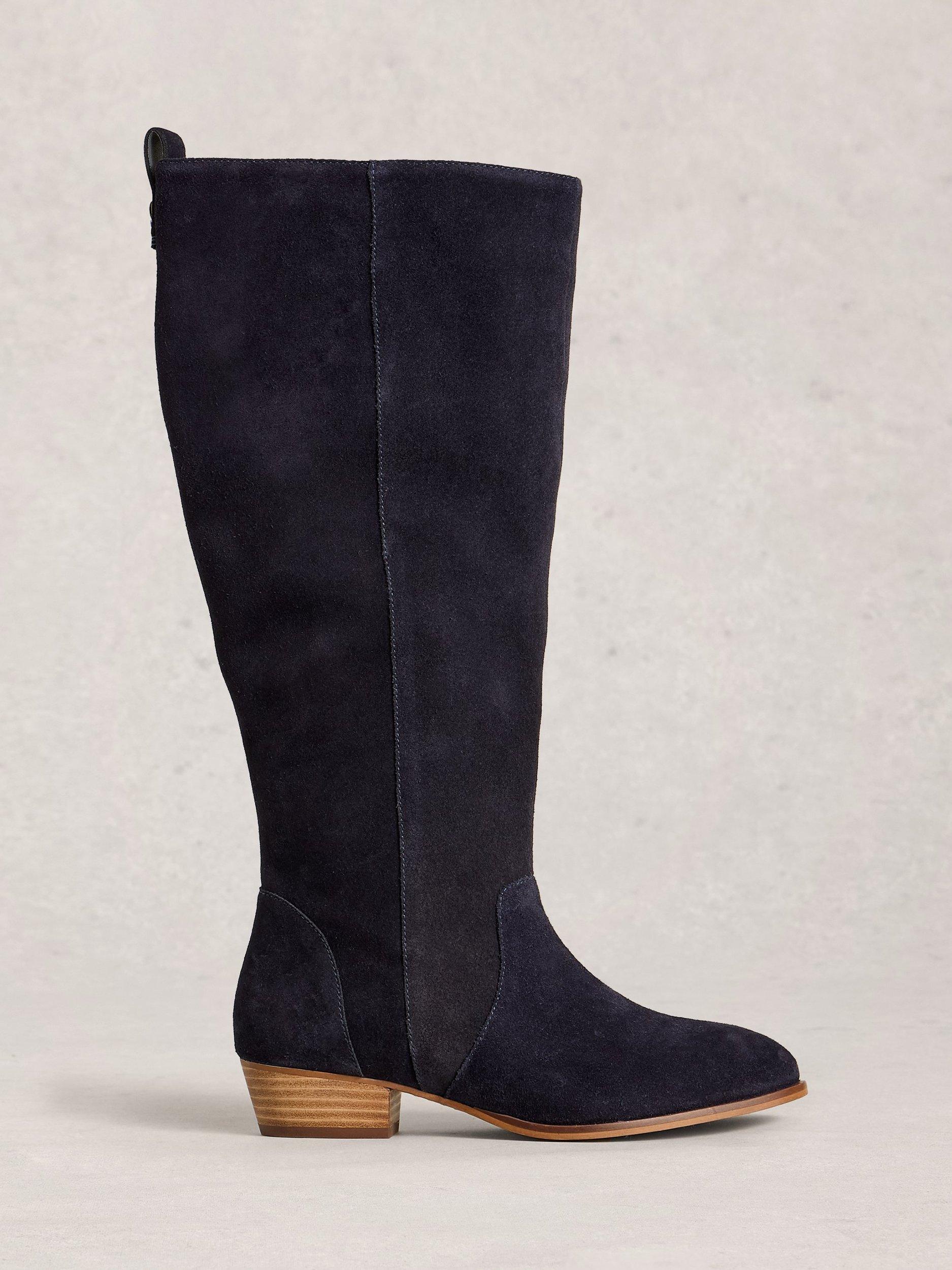 Product image 1 of 4, which shows White Stuff Willow Leather Knee High Boots, Dark Navy, 3