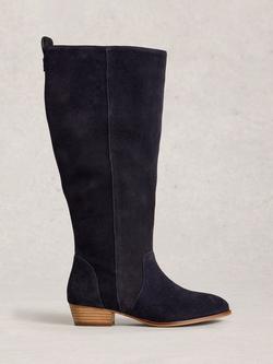 White Stuff Willow Leather Knee High Boots, Dark Navy, Dark Navy