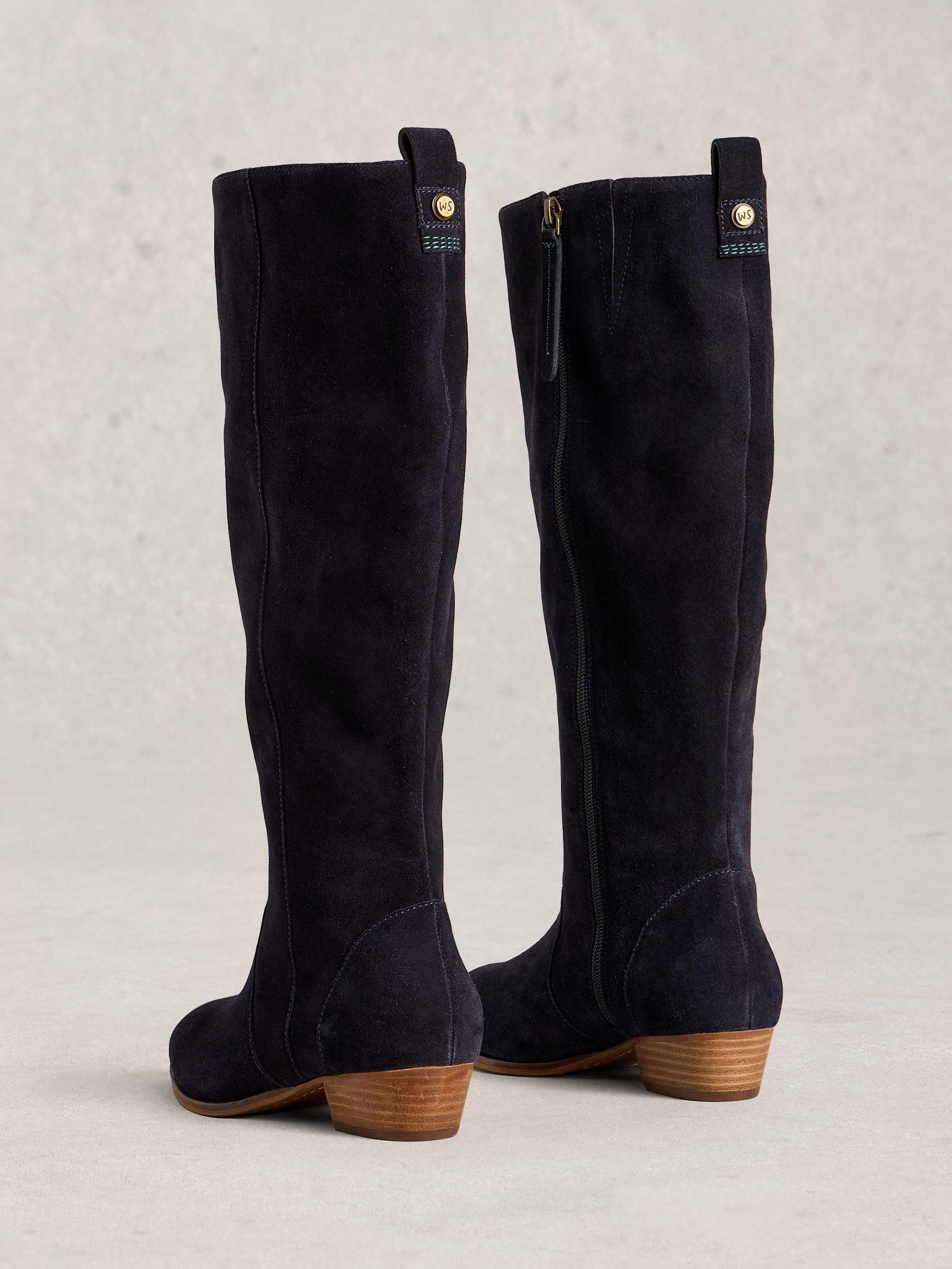 Product image 2 of 4, which shows White Stuff Willow Leather Knee High Boots, Dark Navy, 3