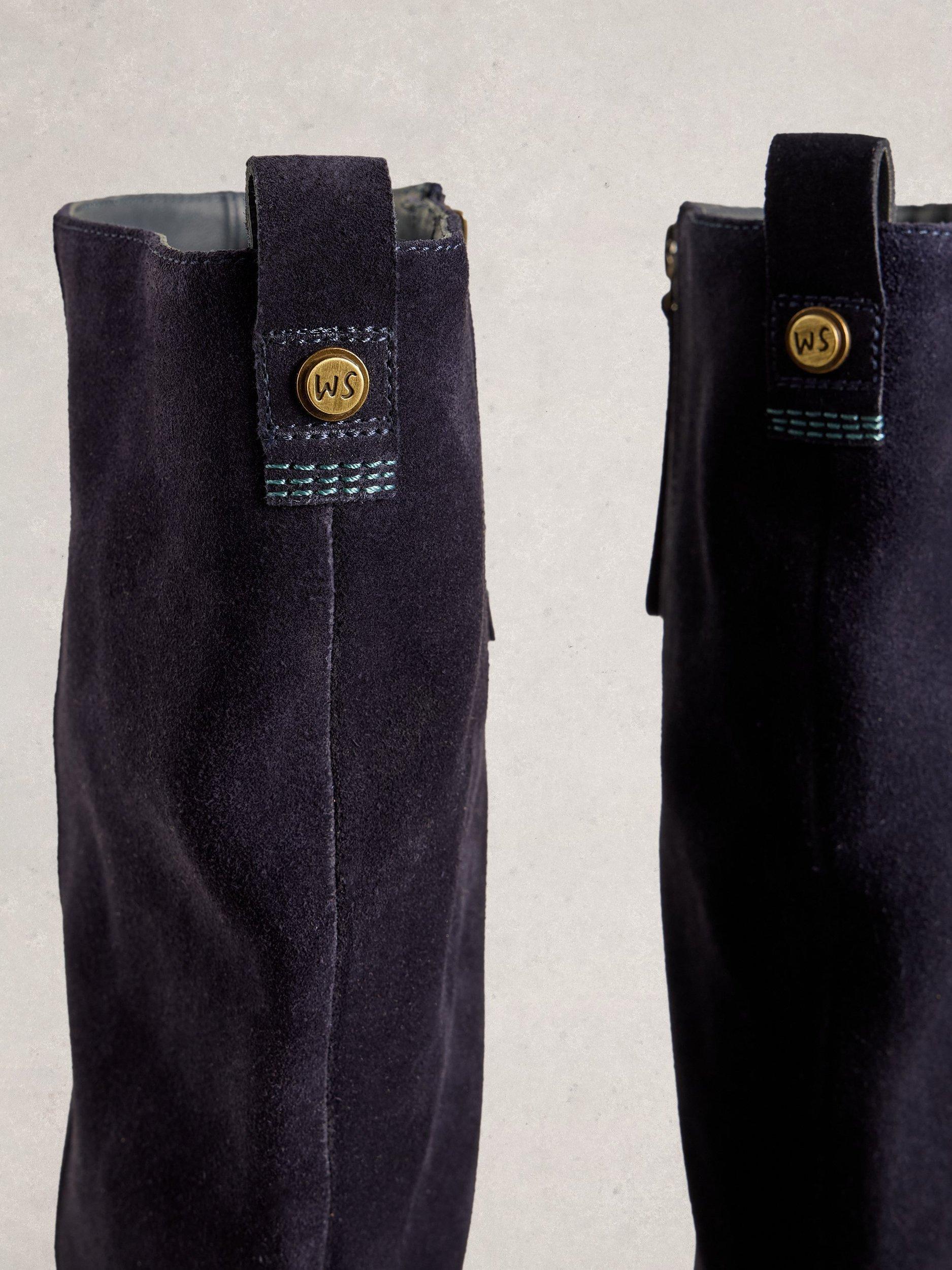 Product image 3 of 4, which shows White Stuff Willow Leather Knee High Boots, Dark Navy, 3