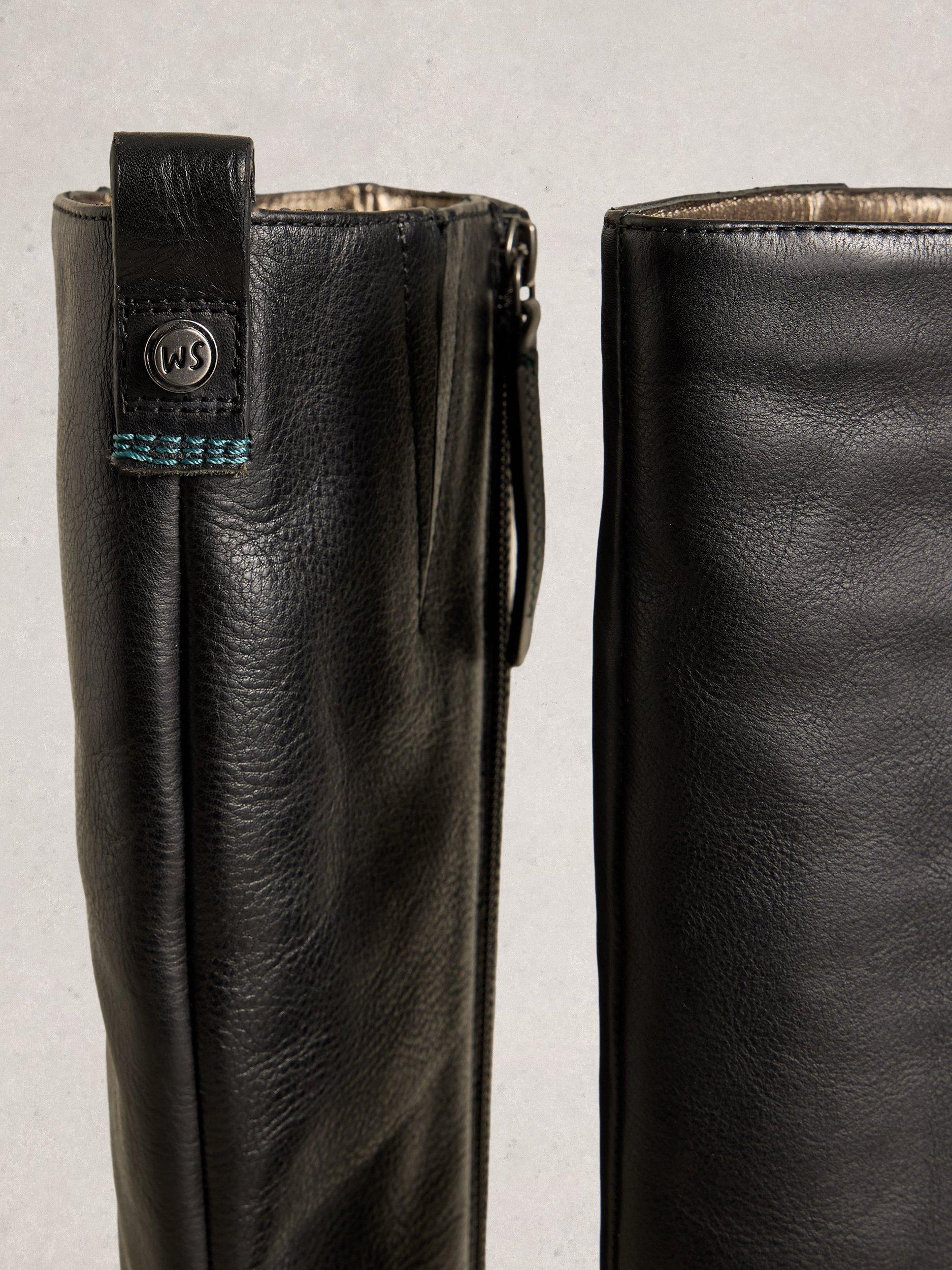 Product image 3 of 4, which shows White Stuff Willow Leather Knee High Boots, Pure Black, 3.5