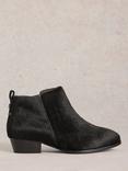 White Stuff Willow Textured Leather Ankle Boots, Pure Blk