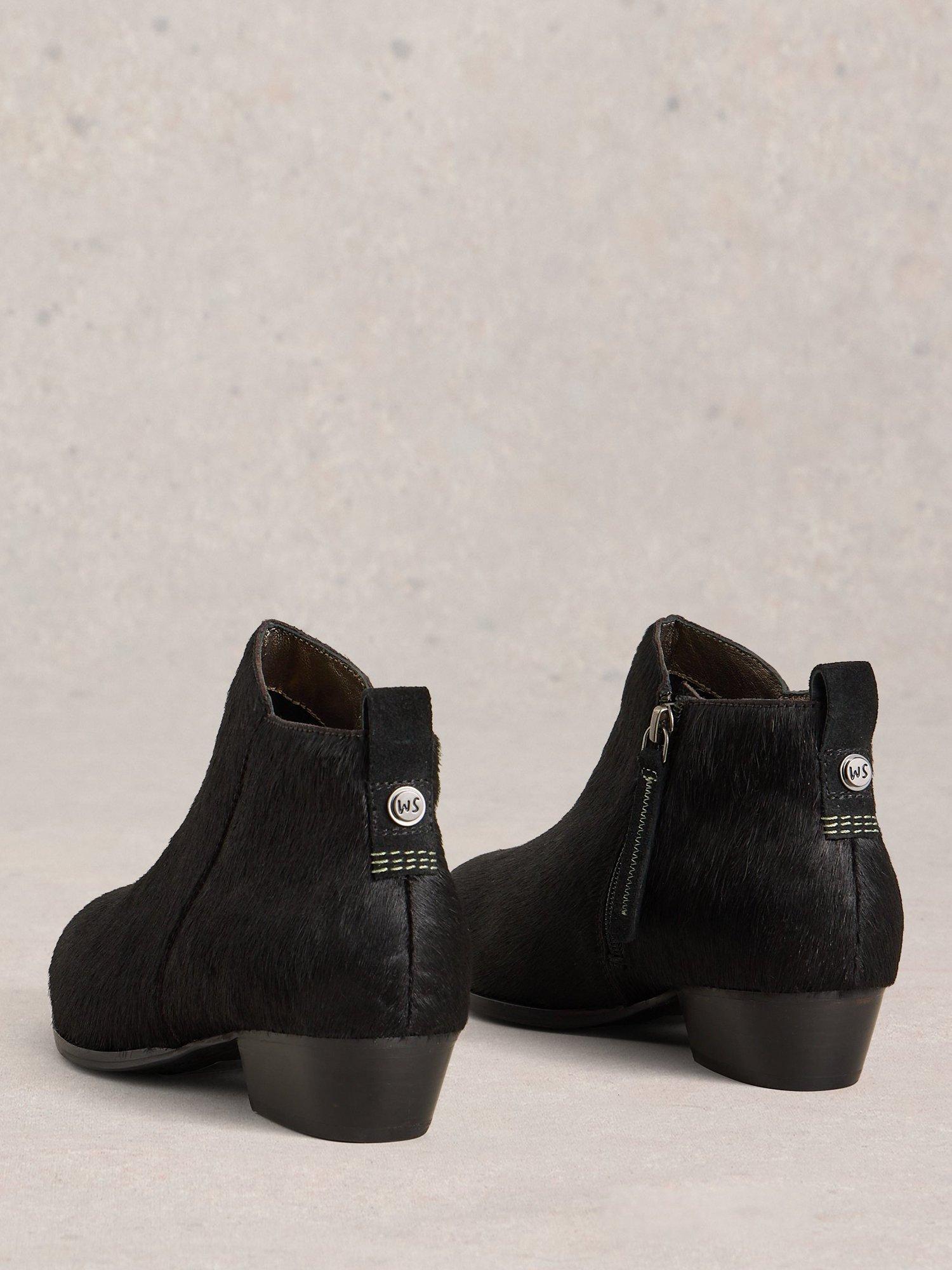 Product image 2 of 4, which shows White Stuff Willow Textured Leather Ankle Boots, Pure Blk, 3