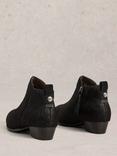 White Stuff Willow Textured Leather Ankle Boots, Pure Blk