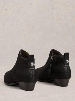 White Stuff Willow Textured Leather Ankle Boots, Pure Blk - view 2, Pure Blk
