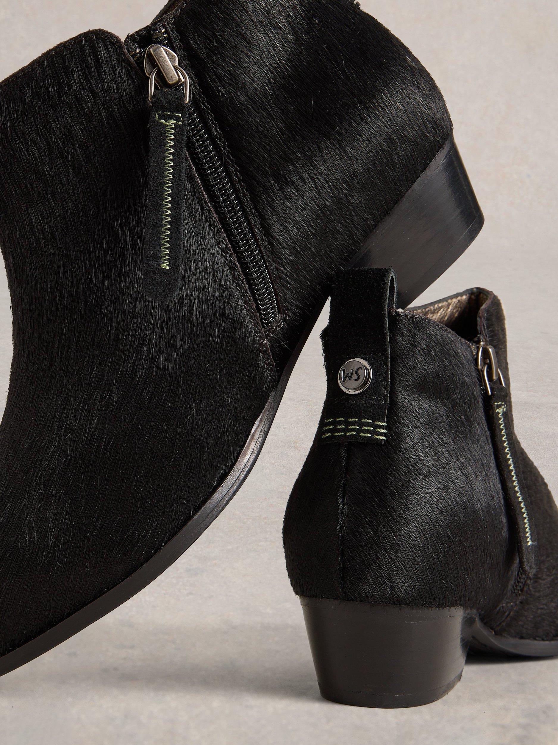 Product image 3 of 4, which shows White Stuff Willow Textured Leather Ankle Boots, Pure Blk, 3