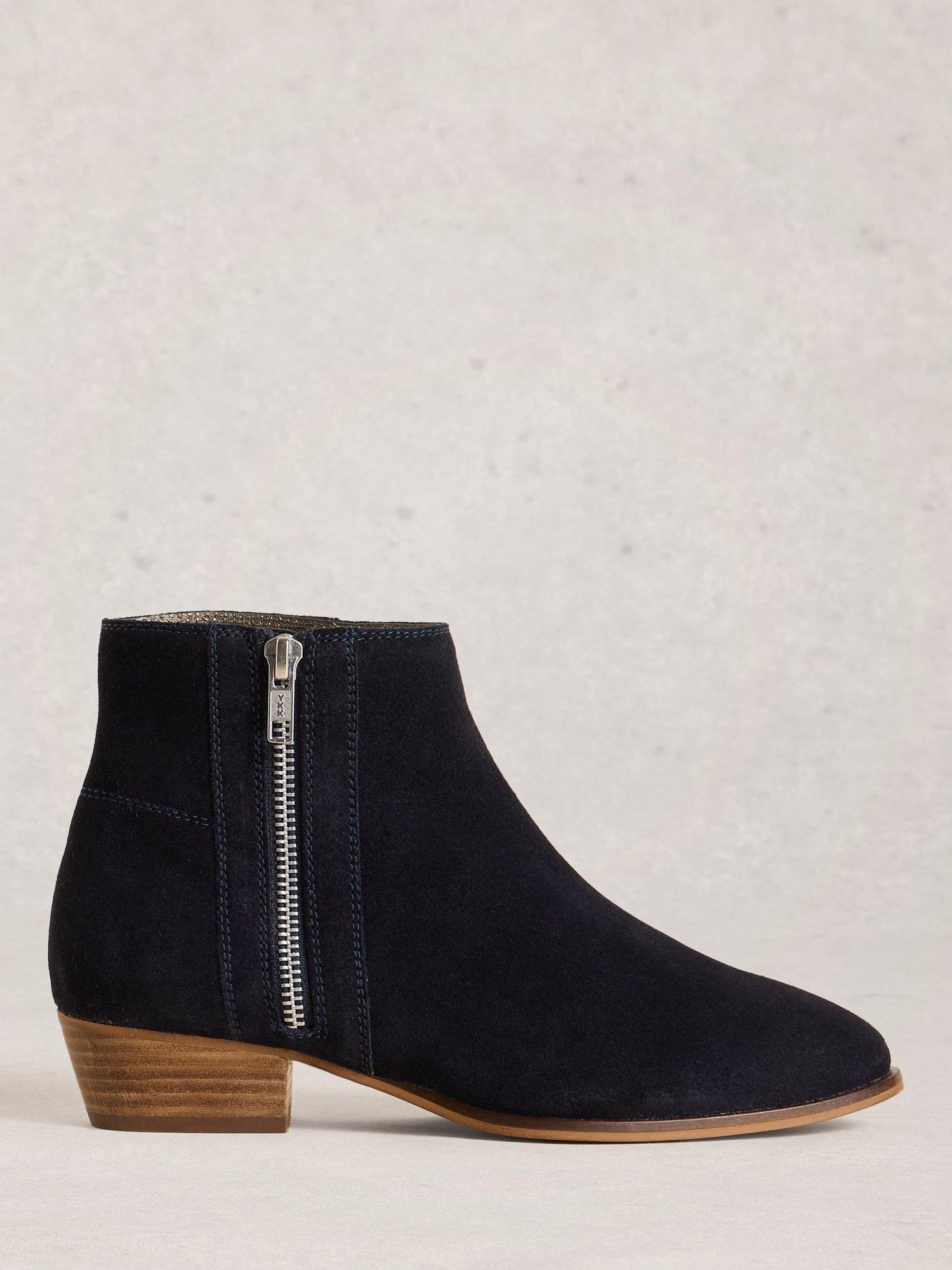 Product image 1 of 4, which shows White Stuff Zoe Suede Ankle Boots, Dark Navy, 3