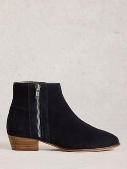 White Stuff Zoe Suede Ankle Boots, Dark Navy
