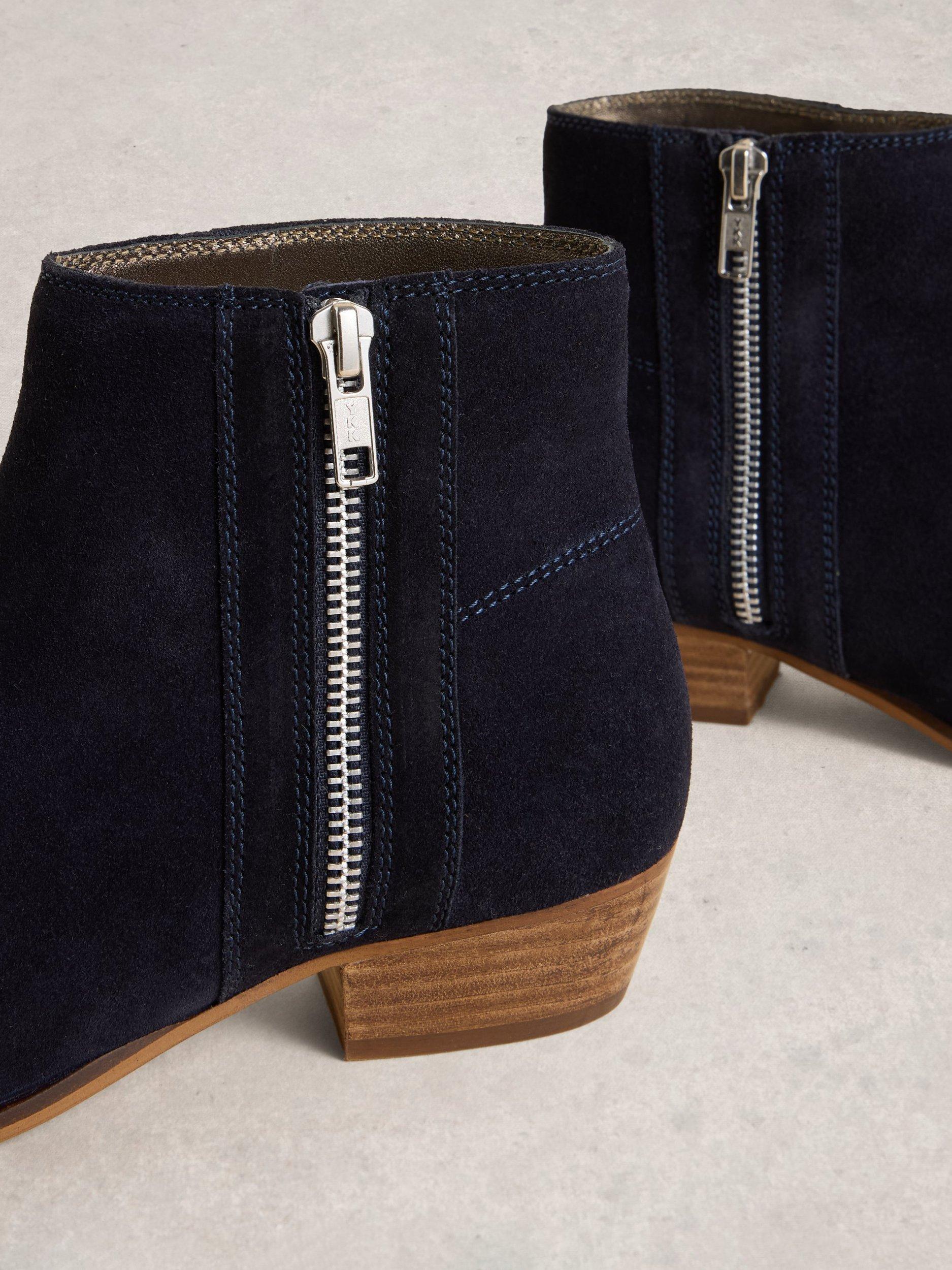 Product image 3 of 4, which shows White Stuff Zoe Suede Ankle Boots, Dark Navy, 3