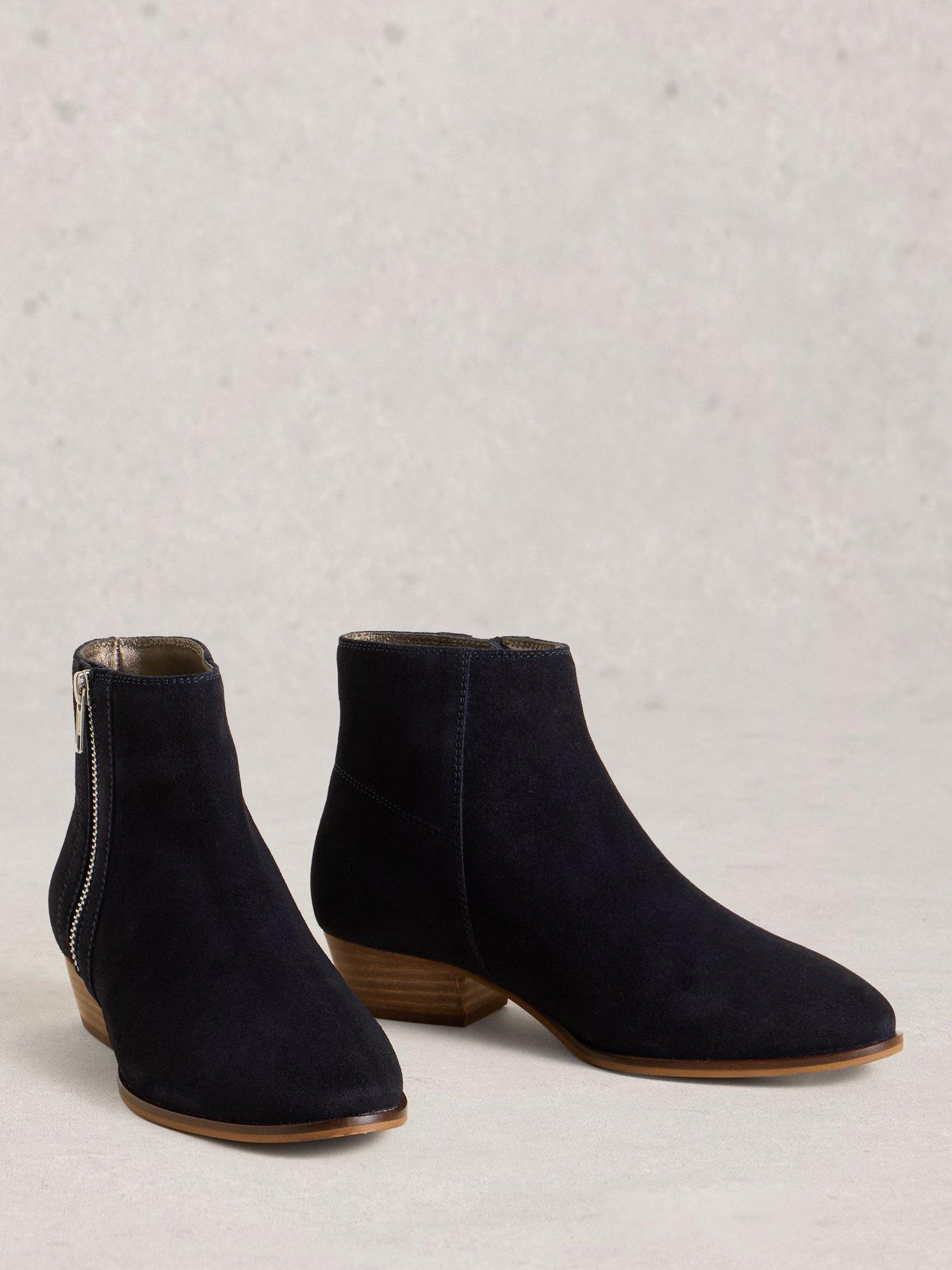 Product image 4 of 4, which shows White Stuff Zoe Suede Ankle Boots, Dark Navy, 3
