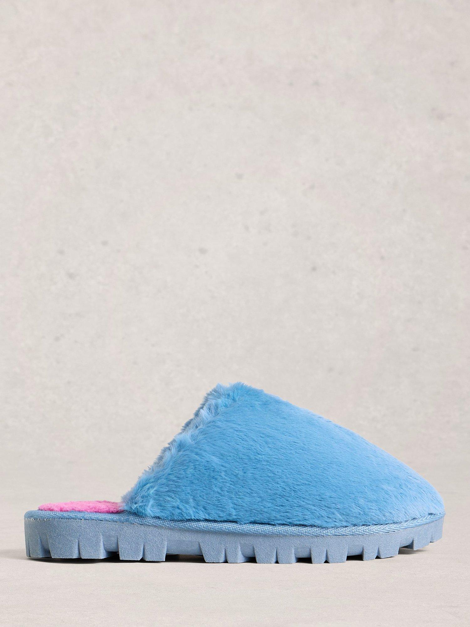 Product image 1 of 4, which shows White Stuff Faux Mule Flatform Slippers, Blue, S