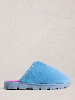 White Stuff Faux Mule Flatform Slippers, Blue