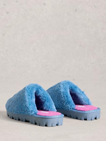 White Stuff Faux Mule Flatform Slippers - view 2, Blue