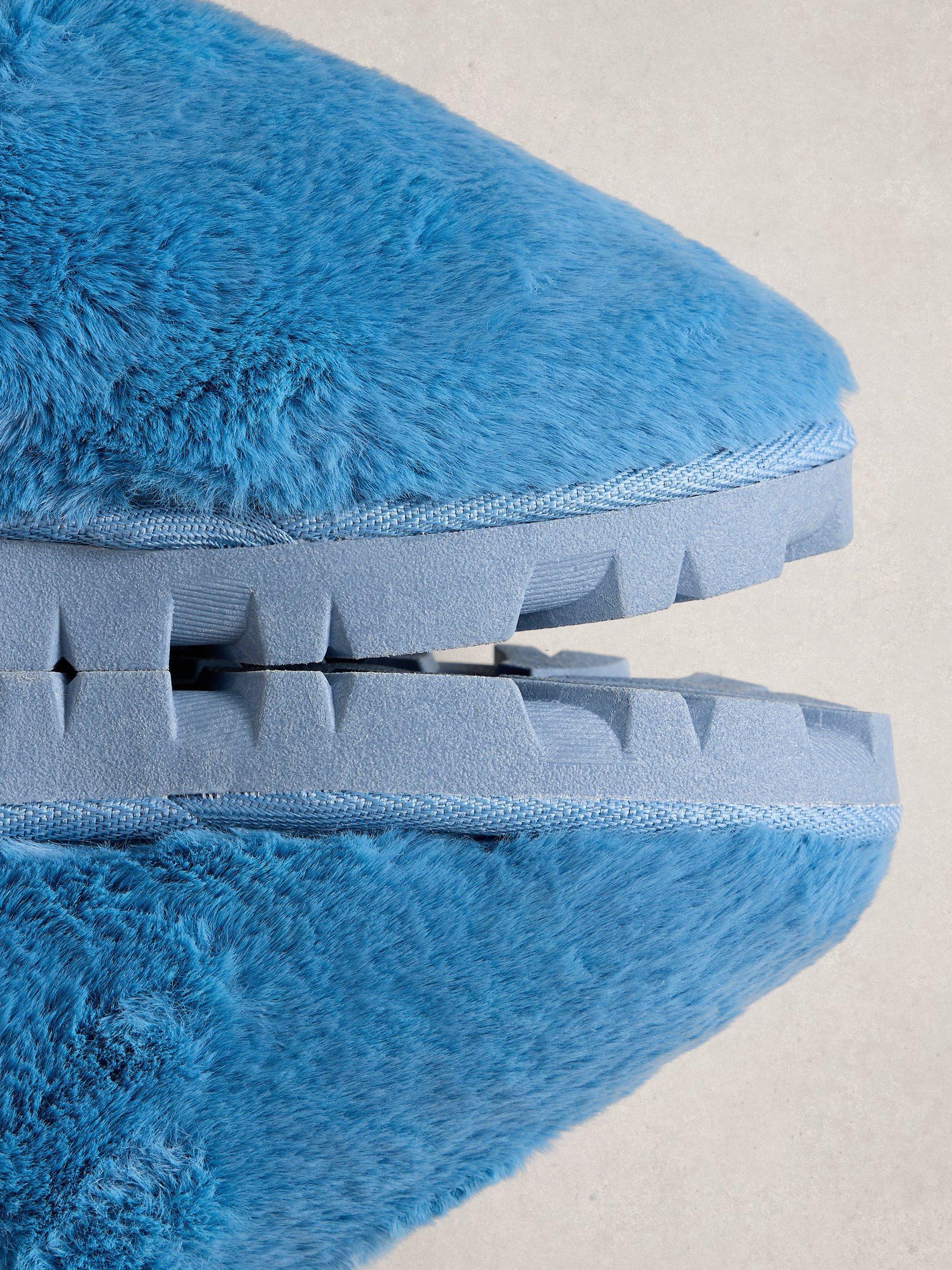 Product image 3 of 4, which shows White Stuff Faux Mule Flatform Slippers, Blue, S