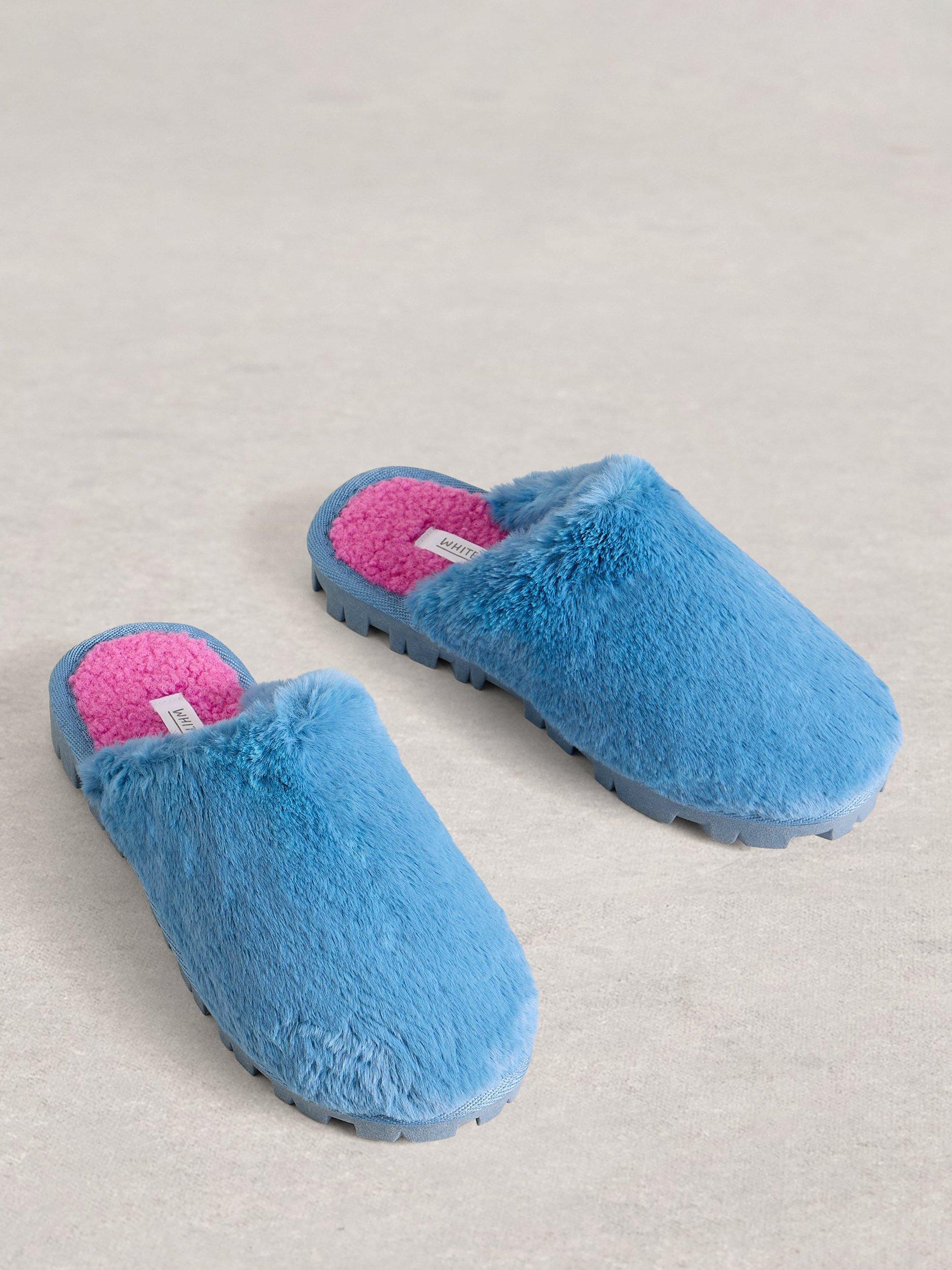 Product image 4 of 4, which shows White Stuff Faux Mule Flatform Slippers, Blue, S