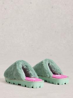 White Stuff Faux Mule Flatform Slippers - view 2, Mint Green