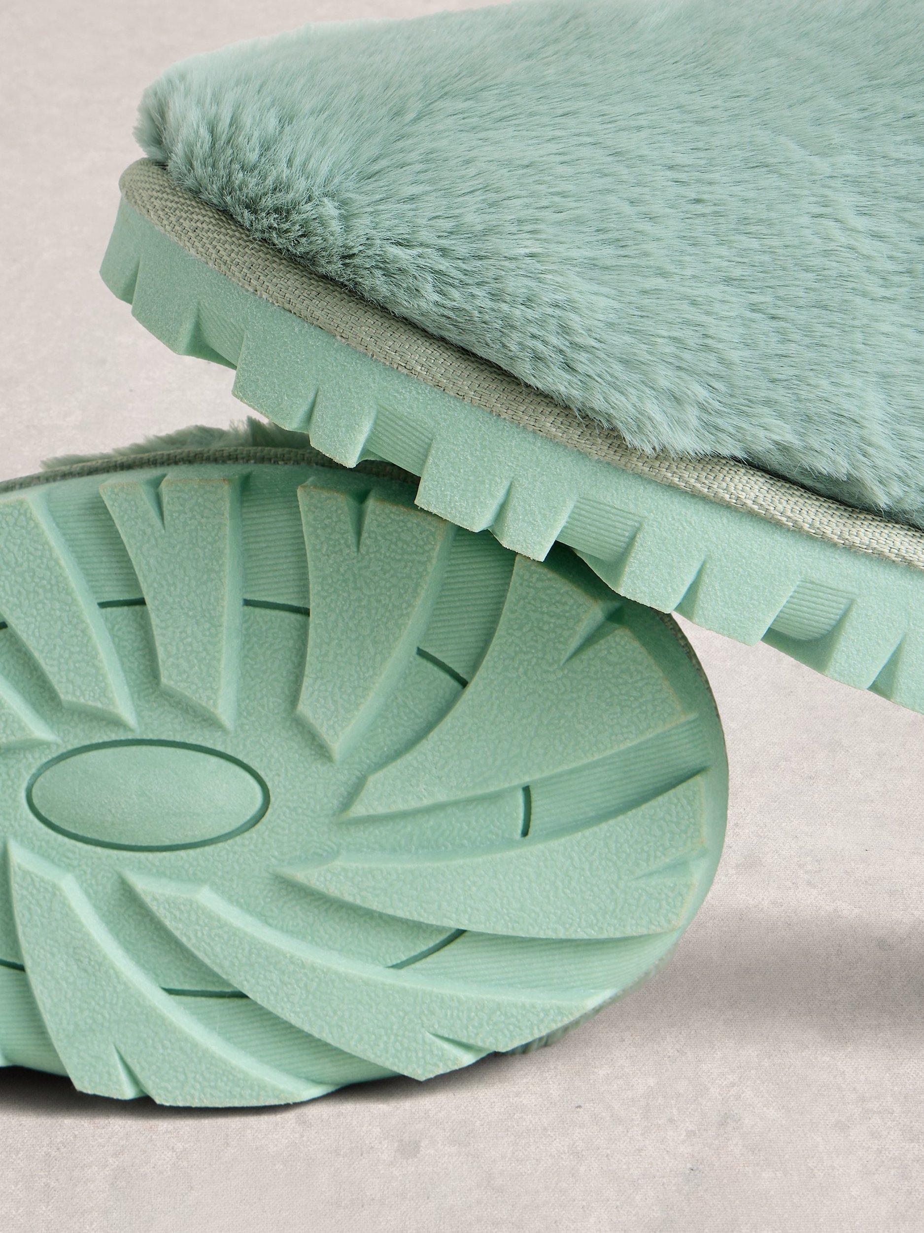 Product image 3 of 4, which shows White Stuff Faux Mule Flatform Slippers, Mint Green, S