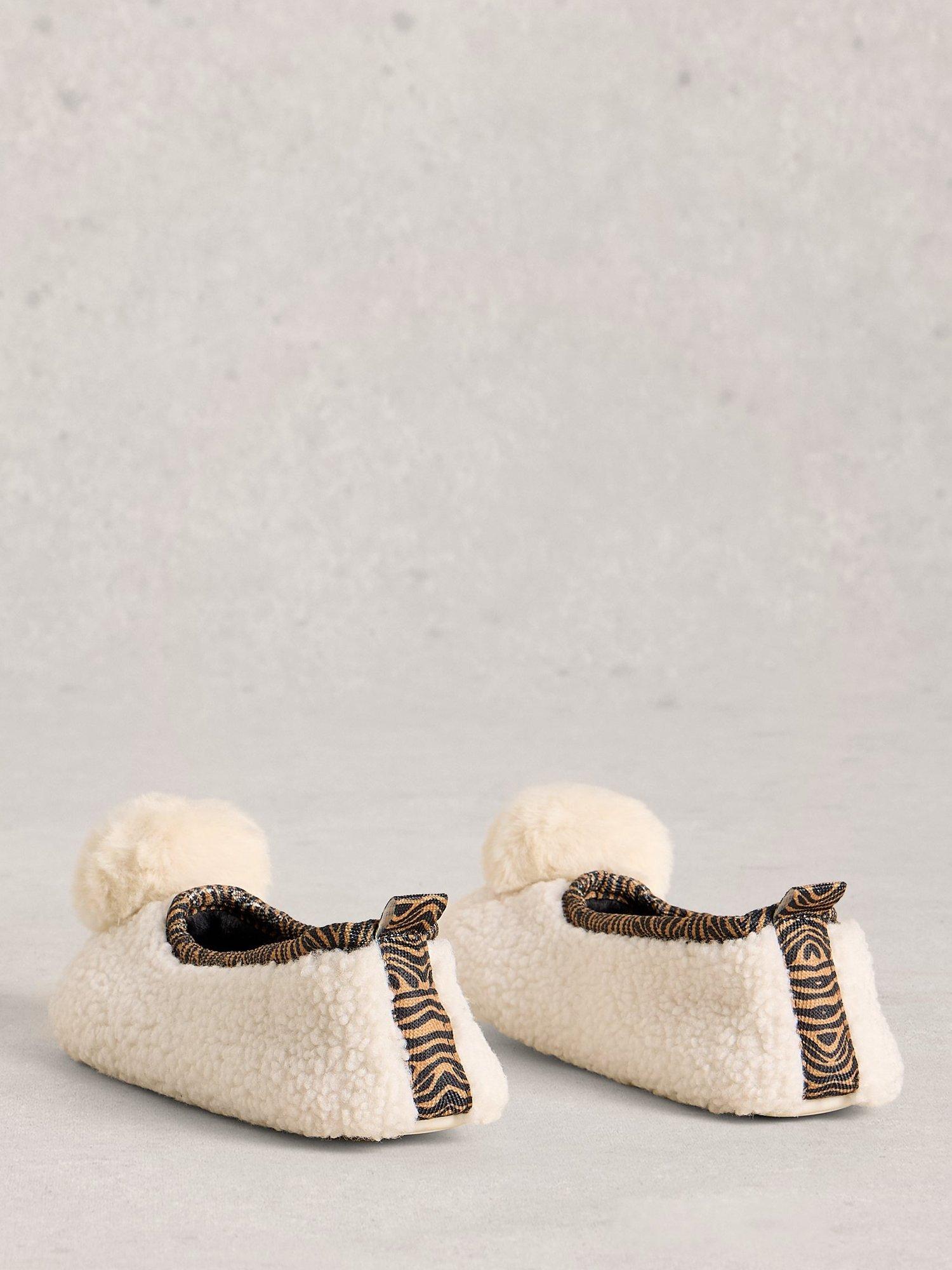 Product image 2 of 4, which shows White Stuff Pom Ballet Slippers, Pale Ivory, S