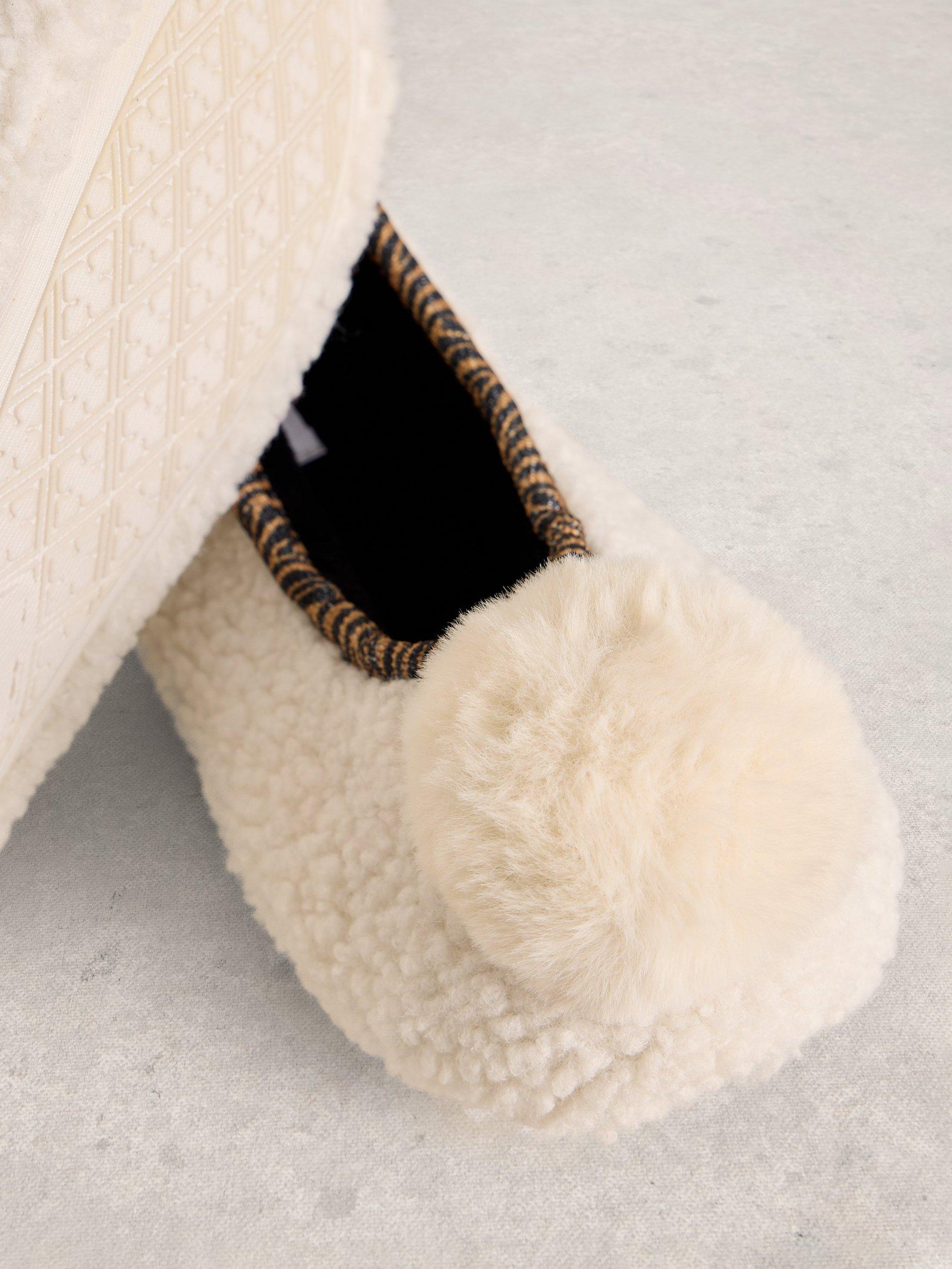 Product image 3 of 4, which shows White Stuff Pom Ballet Slippers, Pale Ivory, S