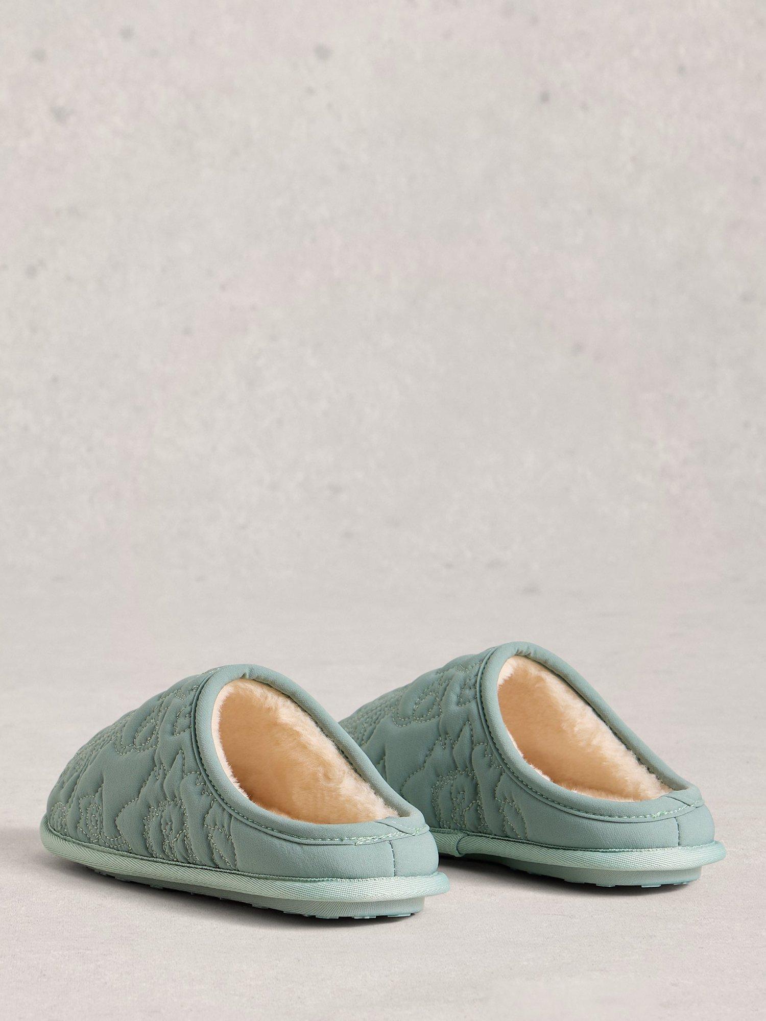 Product image 2 of 4, which shows White Stuff Quilted Mule Sliders, Dus Green, S