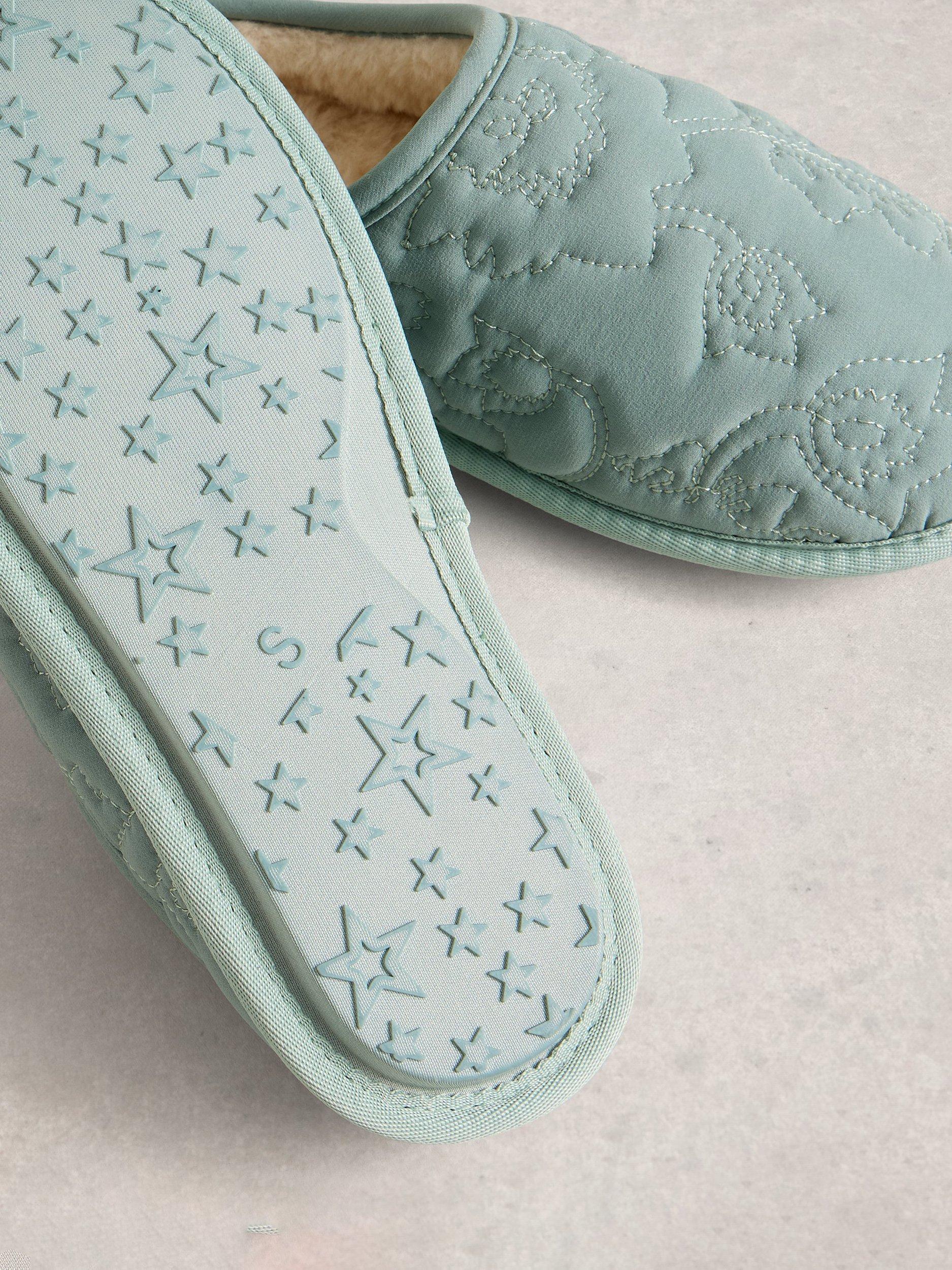 Product image 3 of 4, which shows White Stuff Quilted Mule Sliders, Dus Green, S