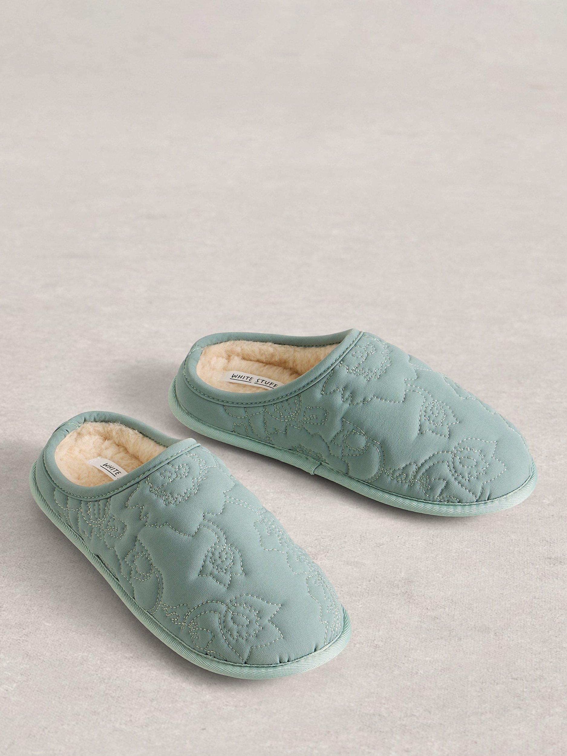 Product image 4 of 4, which shows White Stuff Quilted Mule Sliders, Dus Green, S