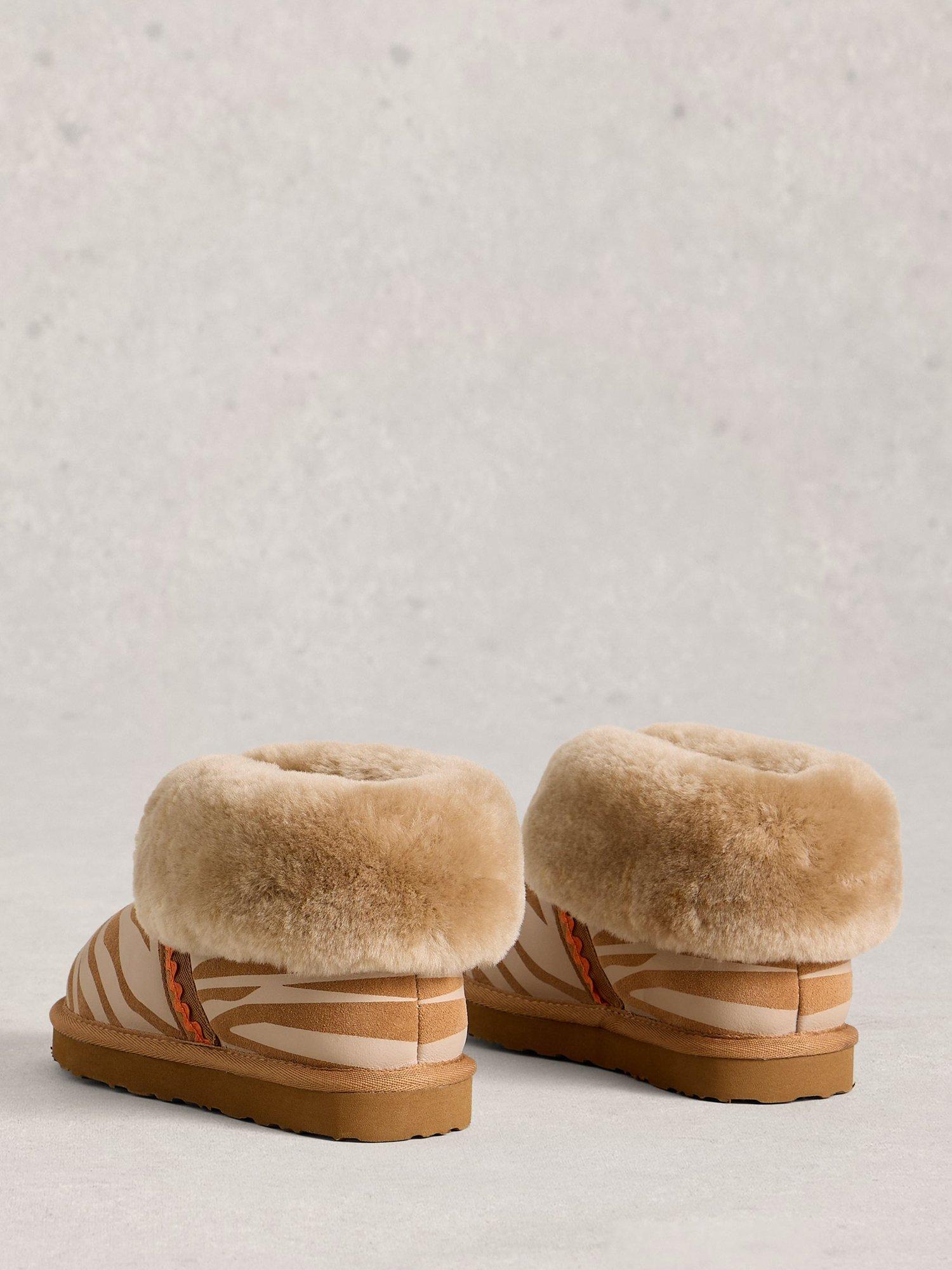 Product image 2 of 4, which shows White Stuff Animal Print Suede Slipper Boots, Tan, S
