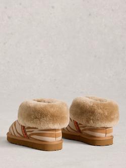 White Stuff Animal Print Suede Slipper Boots - view 2, Tan