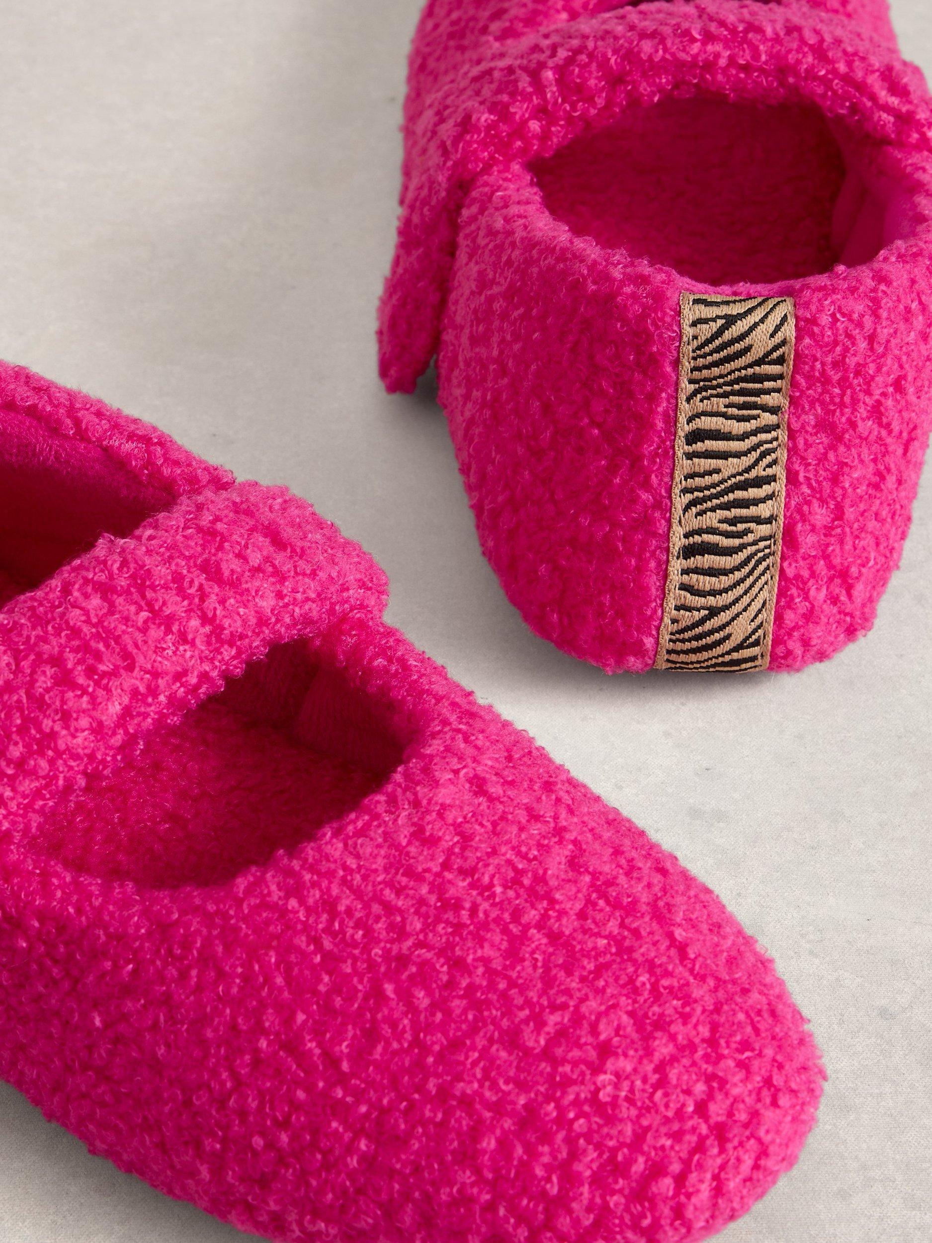 Product image 3 of 4, which shows White Stuff Borg Mary Jane Ballerina Slippers, Pink, M