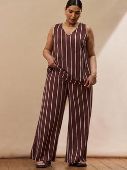 Live Unlimited Curve Stripe Wide Leg Trousers, Brown, Brown