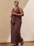 Live Unlimited Curve Stripe Wide Leg Trousers, Brown