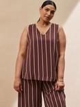 Live Unlimited Curve Stripe V-Neck Top, Brown/Multi