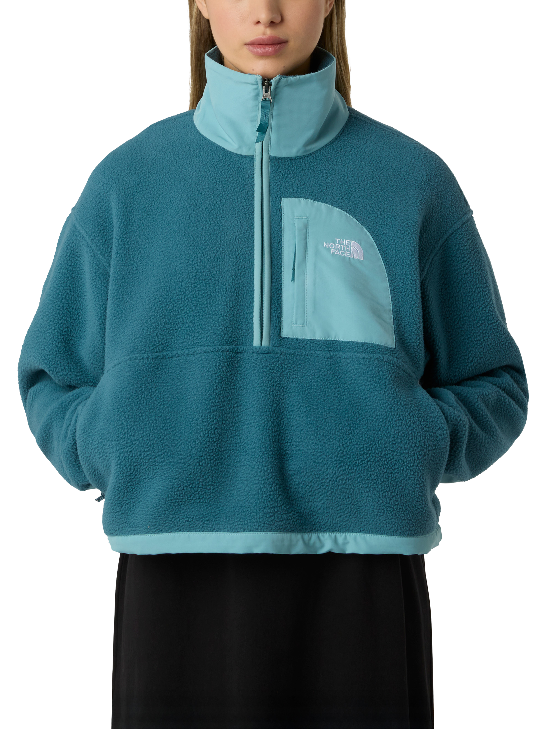 Product image 1 of 5, which shows The North Face Yumiori Colour Block 1/2 Zip Fleece, Space/Blue Eclipse, S