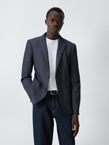 John Lewis Wool Blend Slim Fit Blazer, Denim, Denim