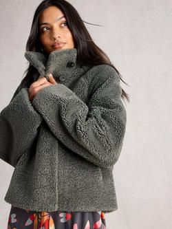 White Stuff Adley Long Sleeve Funnel Neck Reversible Jacket, Grey/Multi