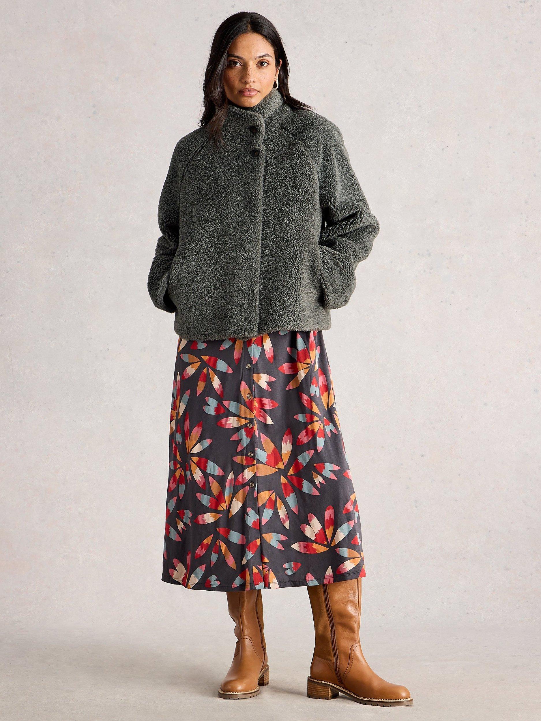 Product image 4 of 7, which shows White Stuff Adley Long Sleeve Funnel Neck Reversible Jacket , Grey/Multi, 18