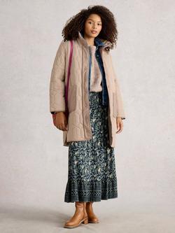 White Stuff Carmel Quilted Overcoat, Dark Natural